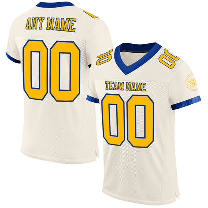 Custom Cream Gold-Royal Mesh Authentic Football Jersey - Sky-Custom
