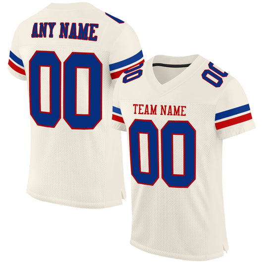 Custom Cream Royal-Red Mesh Authentic Football Jersey - Sky-Custom