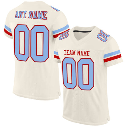 Custom Cream Light Blue-Red Mesh Authentic Football Jersey - Sky-Custom