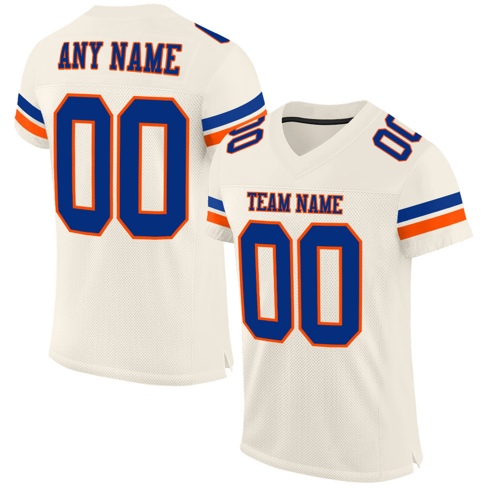 Custom Cream Royal-Orange Mesh Authentic Football Jersey - Sky-Custom
