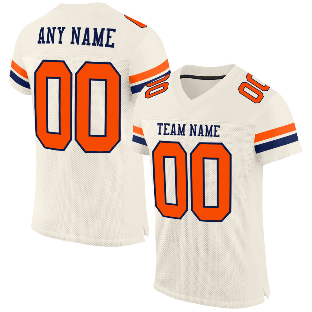 Custom Cream Orange-Navy Mesh Authentic Football Jersey - Sky-Custom