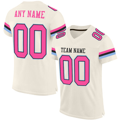 Custom Cream Pink Black-Light Blue Mesh Authentic Football Jersey - Sky-Custom