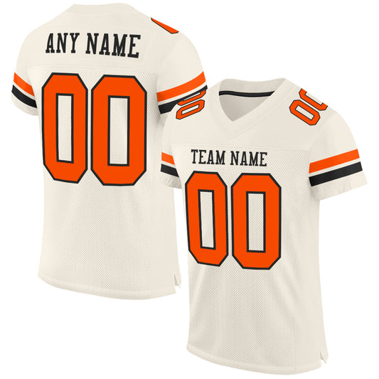 Custom Cream Orange-Black Mesh Authentic Football Jersey - Sky-Custom