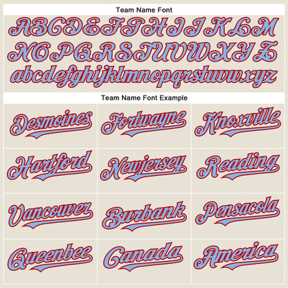 Custom Cream Light Blue-Red Authentic Baseball Jersey - Sky-Custom