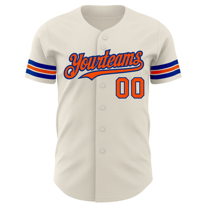 Custom Cream Orange-Royal Authentic Baseball Jersey - Sky-Custom