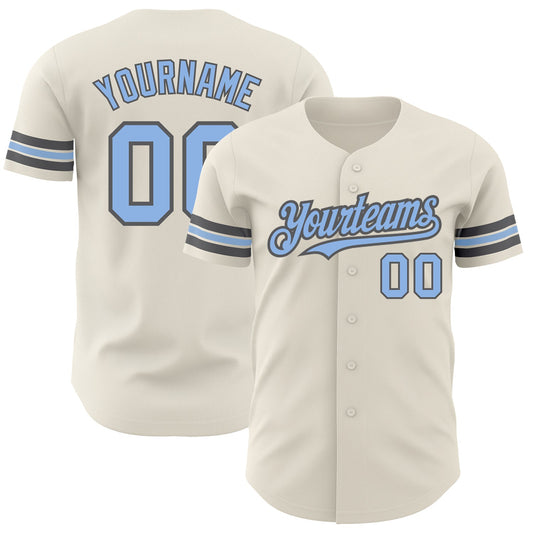 Custom Cream Light Blue-Steel Gray Authentic Baseball Jersey - Sky-Custom