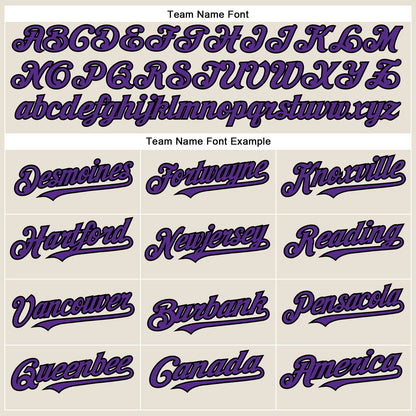 Custom Cream Purple-Black Authentic Baseball Jersey - Sky-Custom