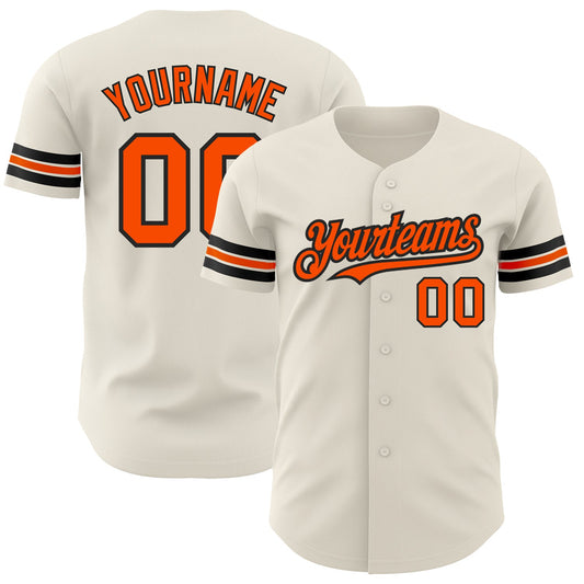 Custom Cream Orange-Black Authentic Baseball Jersey - Sky-Custom