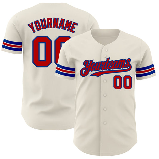 Custom Cream Red-Royal Authentic Baseball Jersey - Sky-Custom