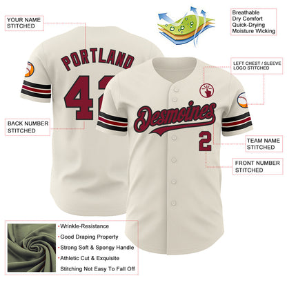 Custom Cream Crimson-Black Authentic Baseball Jersey - Sky-Custom