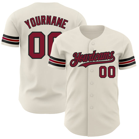 Custom Cream Crimson-Black Authentic Baseball Jersey - Sky-Custom