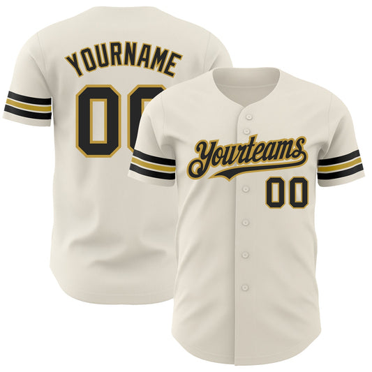 Custom Cream Black-Old Gold Authentic Baseball Jersey - Sky-Custom