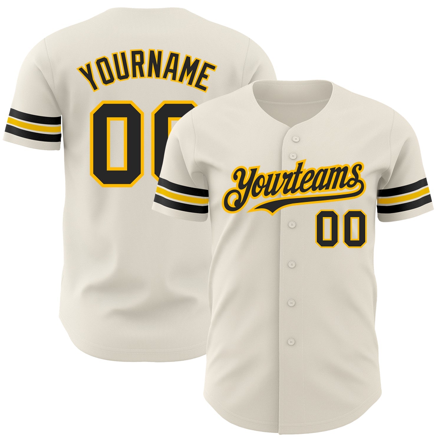 Custom Cream Black-Gold Authentic Baseball Jersey - Sky-Custom