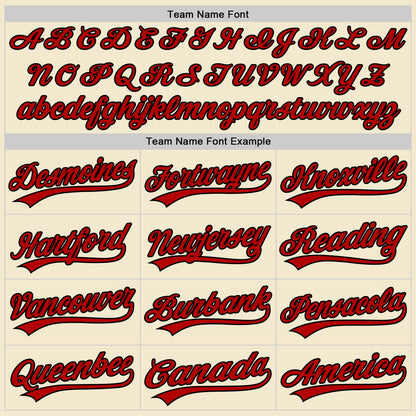 Custom Cream Red-Black Authentic Throwback Baseball Jersey - Sky-Custom