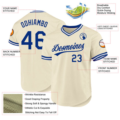 Custom Cream Royal-White Authentic Throwback Baseball Jersey - Sky-Custom