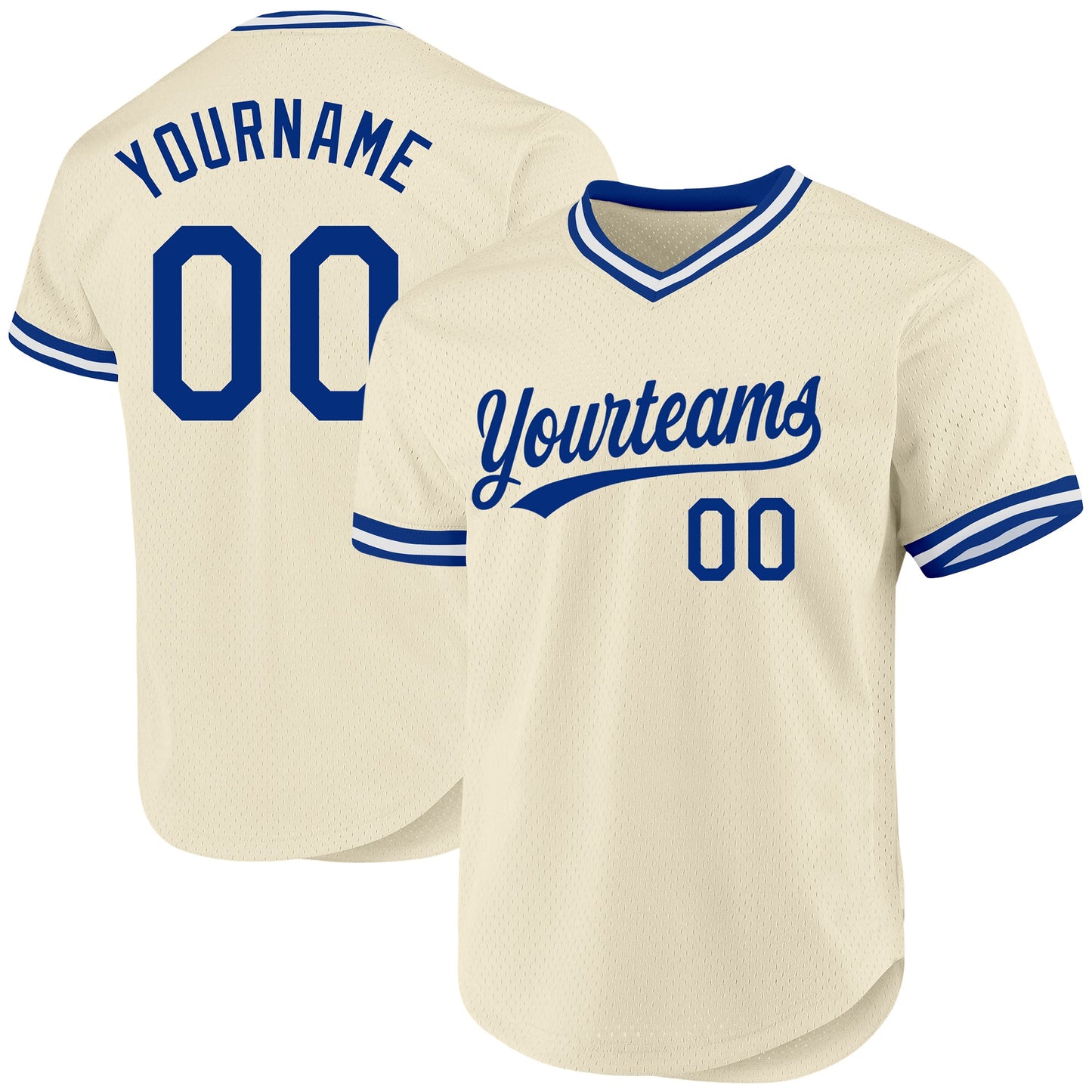 Custom Cream Royal-White Authentic Throwback Baseball Jersey - Sky-Custom