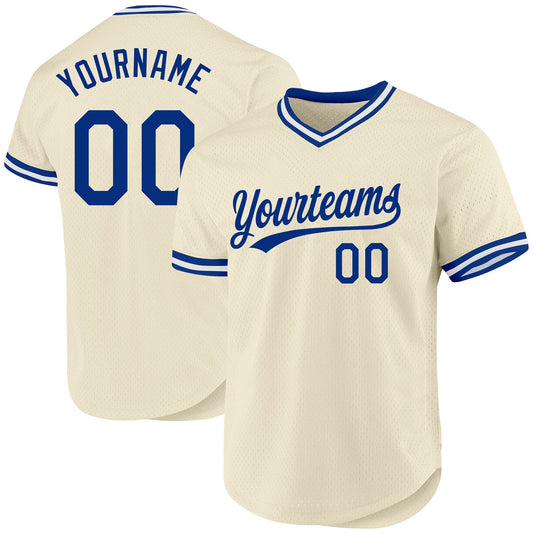 Custom Cream Royal-White Authentic Throwback Baseball Jersey - Sky-Custom