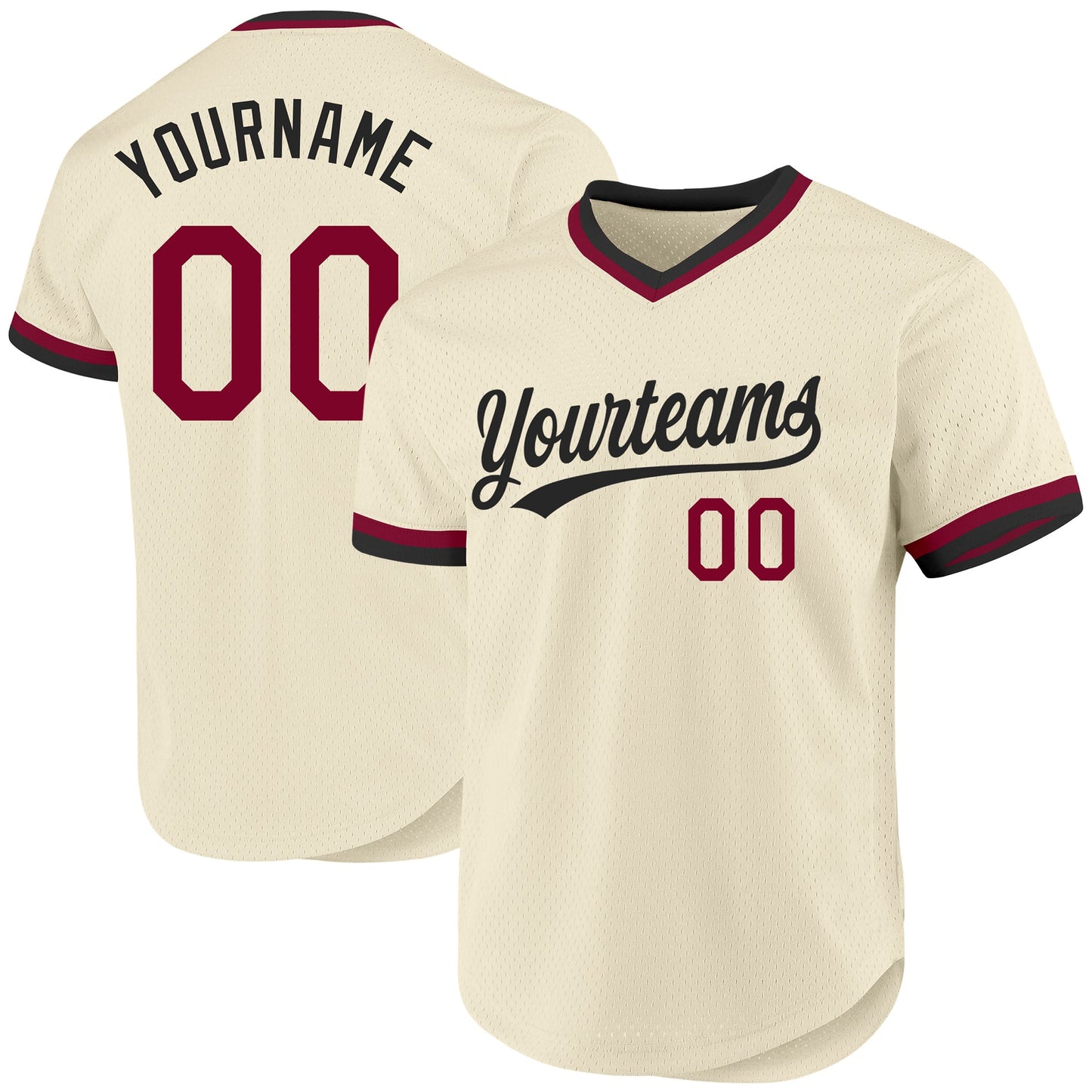 Custom Cream Maroon-Black Authentic Throwback Baseball Jersey - Sky-Custom