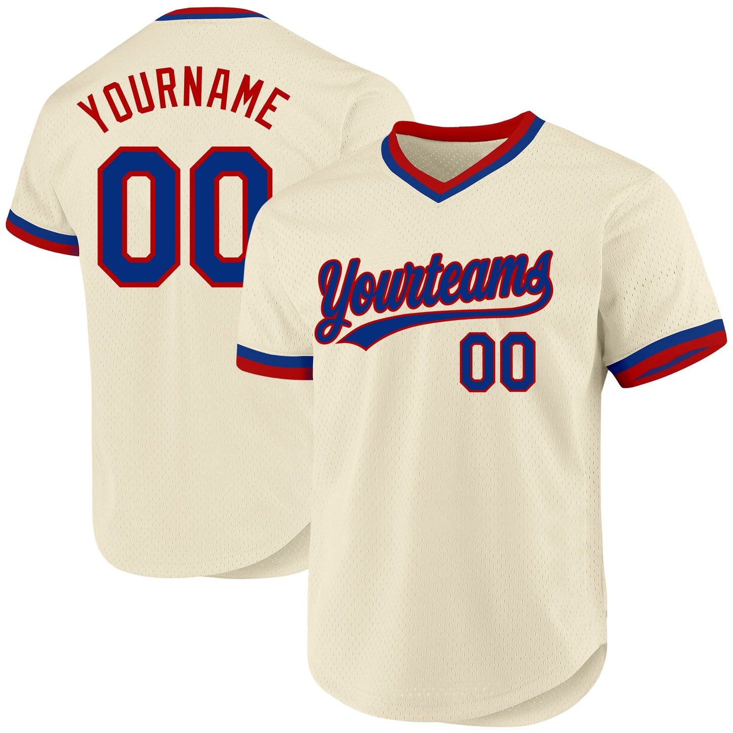 Custom Cream Royal-Red Authentic Throwback Baseball Jersey - Sky-Custom