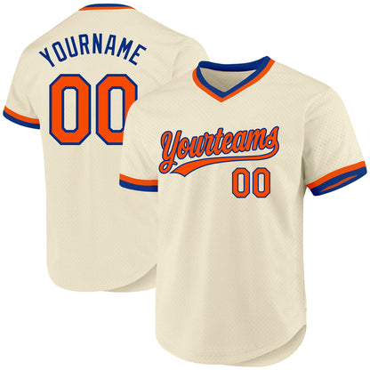 Custom Cream Orange-Royal Authentic Throwback Baseball Jersey - Sky-Custom