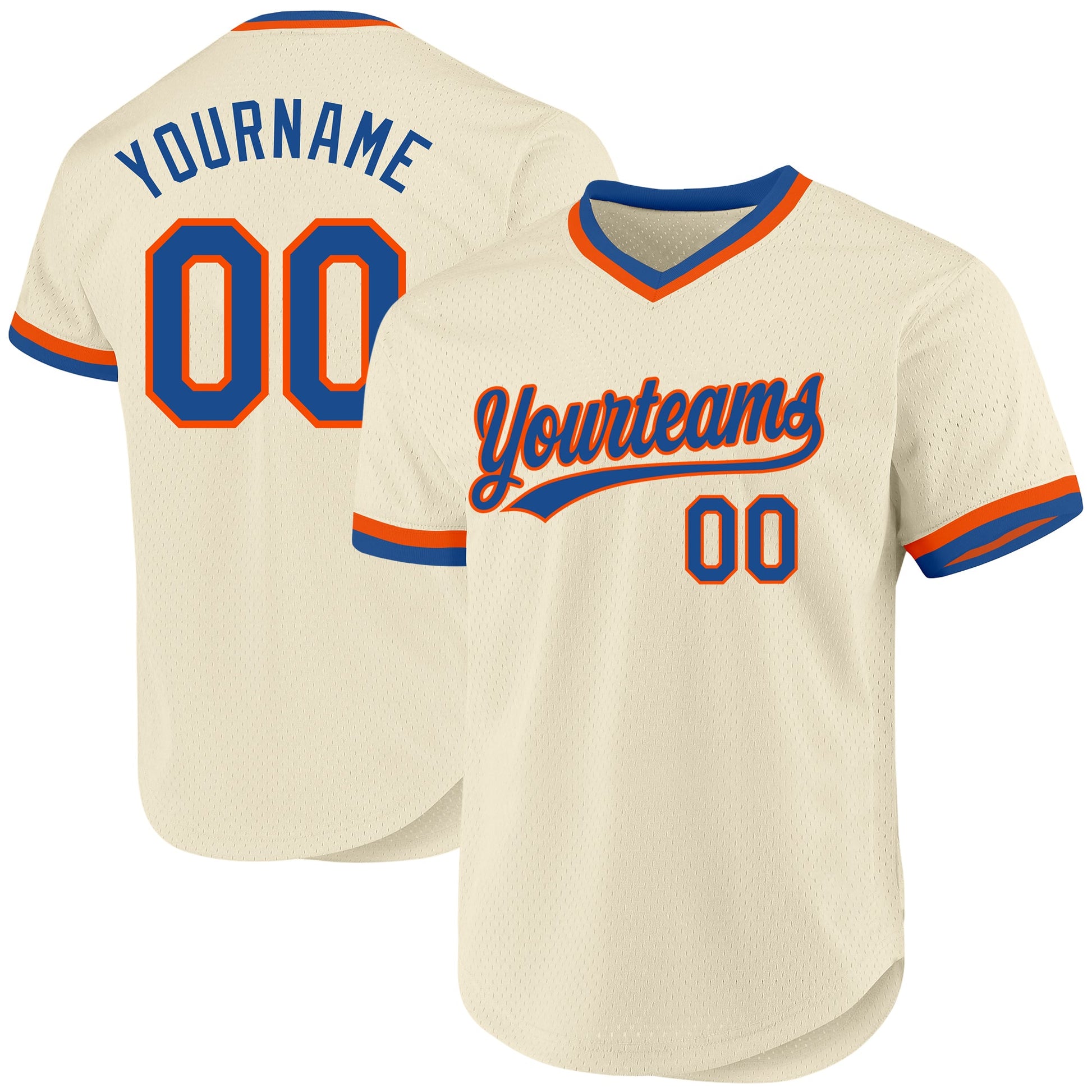 Custom Cream Blue-Orange Authentic Throwback Baseball Jersey - Sky-Custom