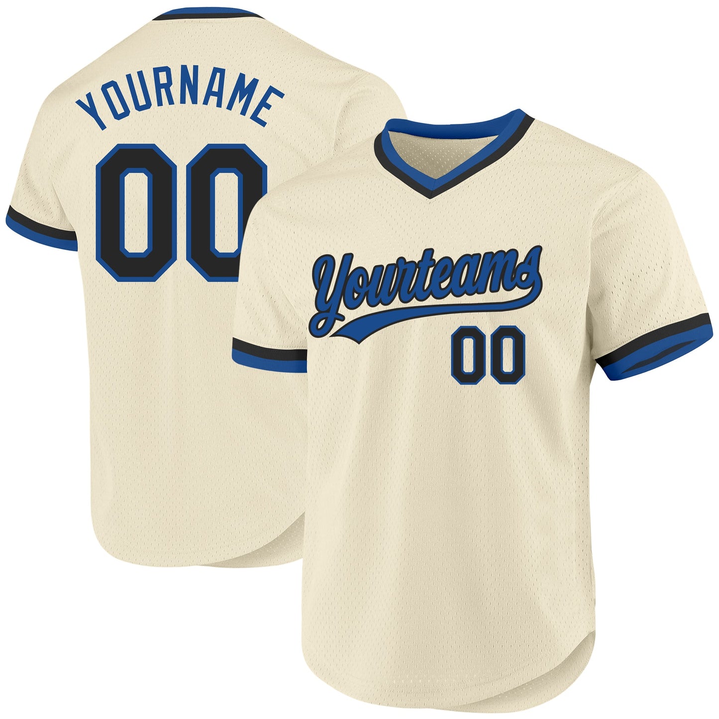 Custom Cream Black-Blue Authentic Throwback Baseball Jersey - Sky-Custom