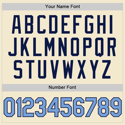 Custom Cream Light Blue-Navy Authentic Throwback Baseball Jersey - Sky-Custom