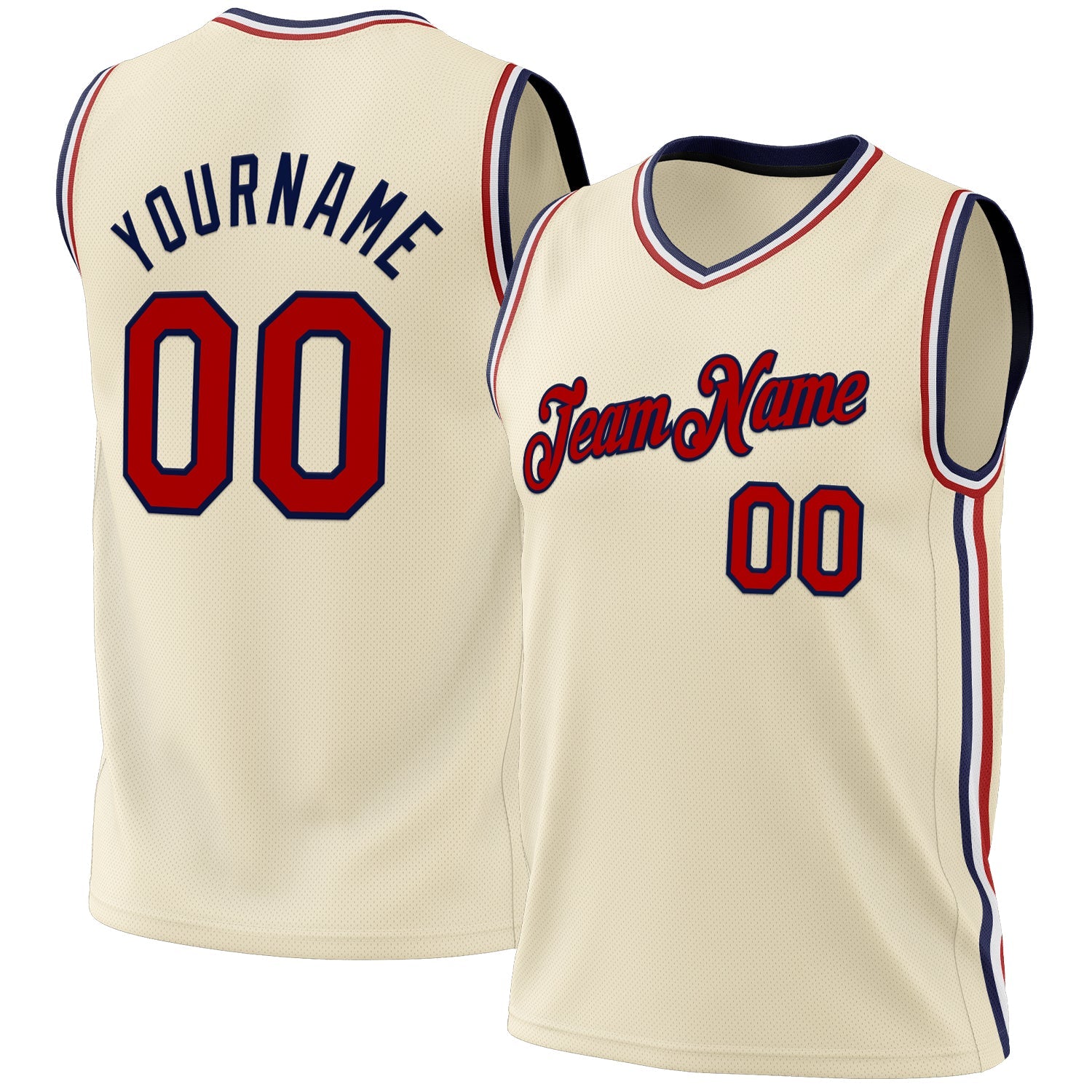 Custom Cream Red-Navy Authentic Throwback Basketball Jersey - Sky-Custom