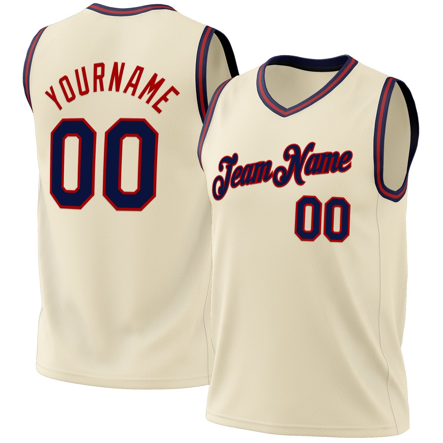 Custom Cream Navy-Red Authentic Throwback Basketball Jersey - Sky-Custom