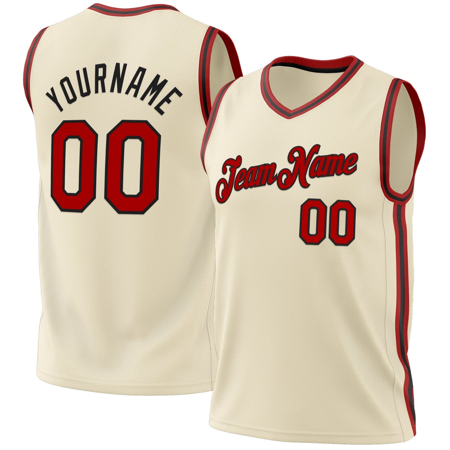 Custom Cream Red-Black Authentic Throwback Basketball Jersey - Sky-Custom