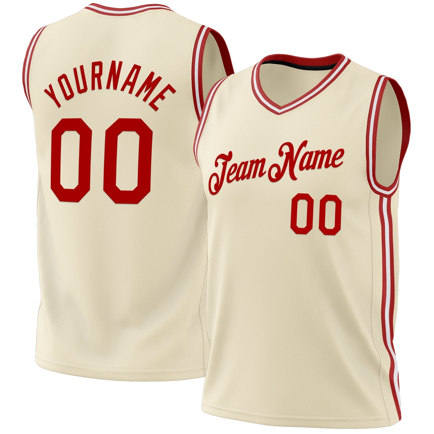 Custom Cream Red-White Authentic Throwback Basketball Jersey - Sky-Custom