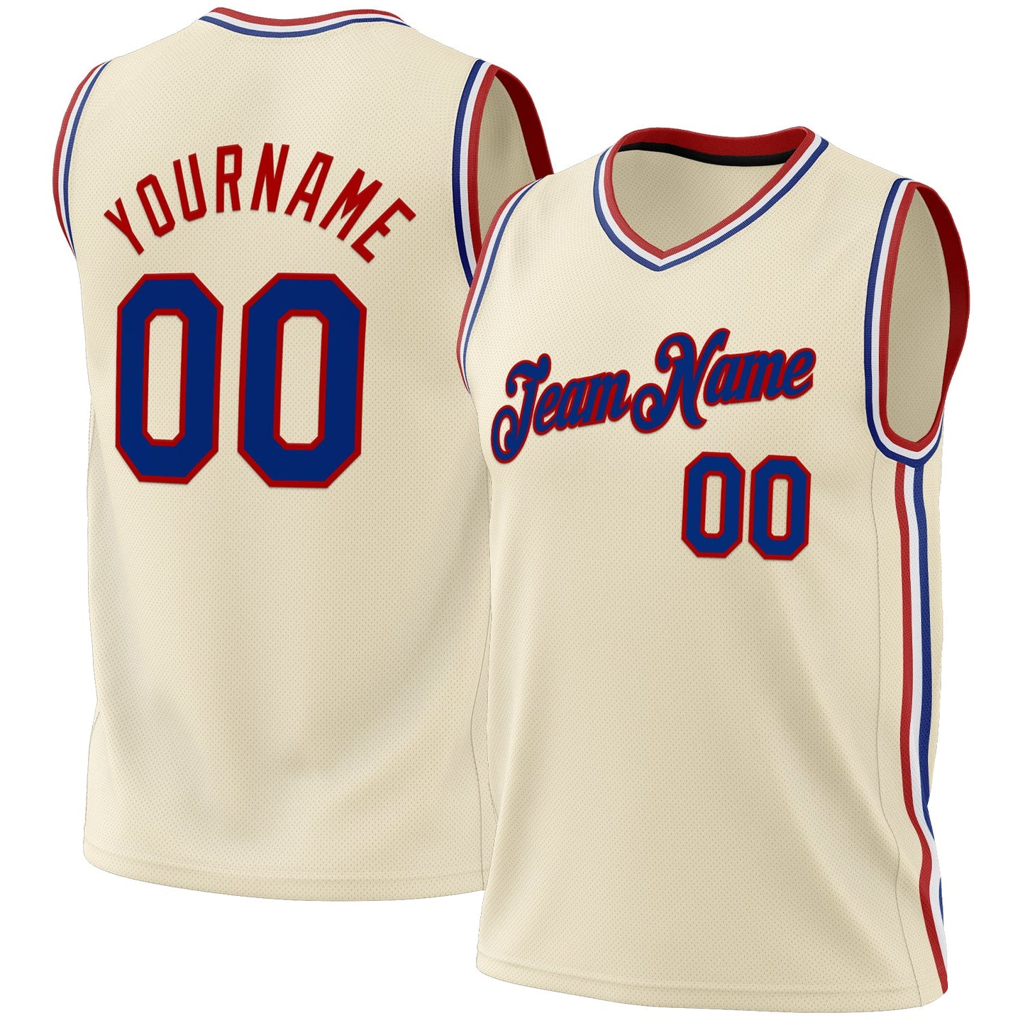 Custom Cream Royal-Red Authentic Throwback Basketball Jersey - Sky-Custom