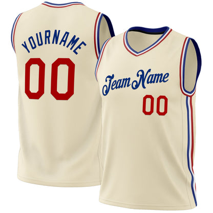 Custom Cream Red-Royal Authentic Throwback Basketball Jersey - Sky-Custom