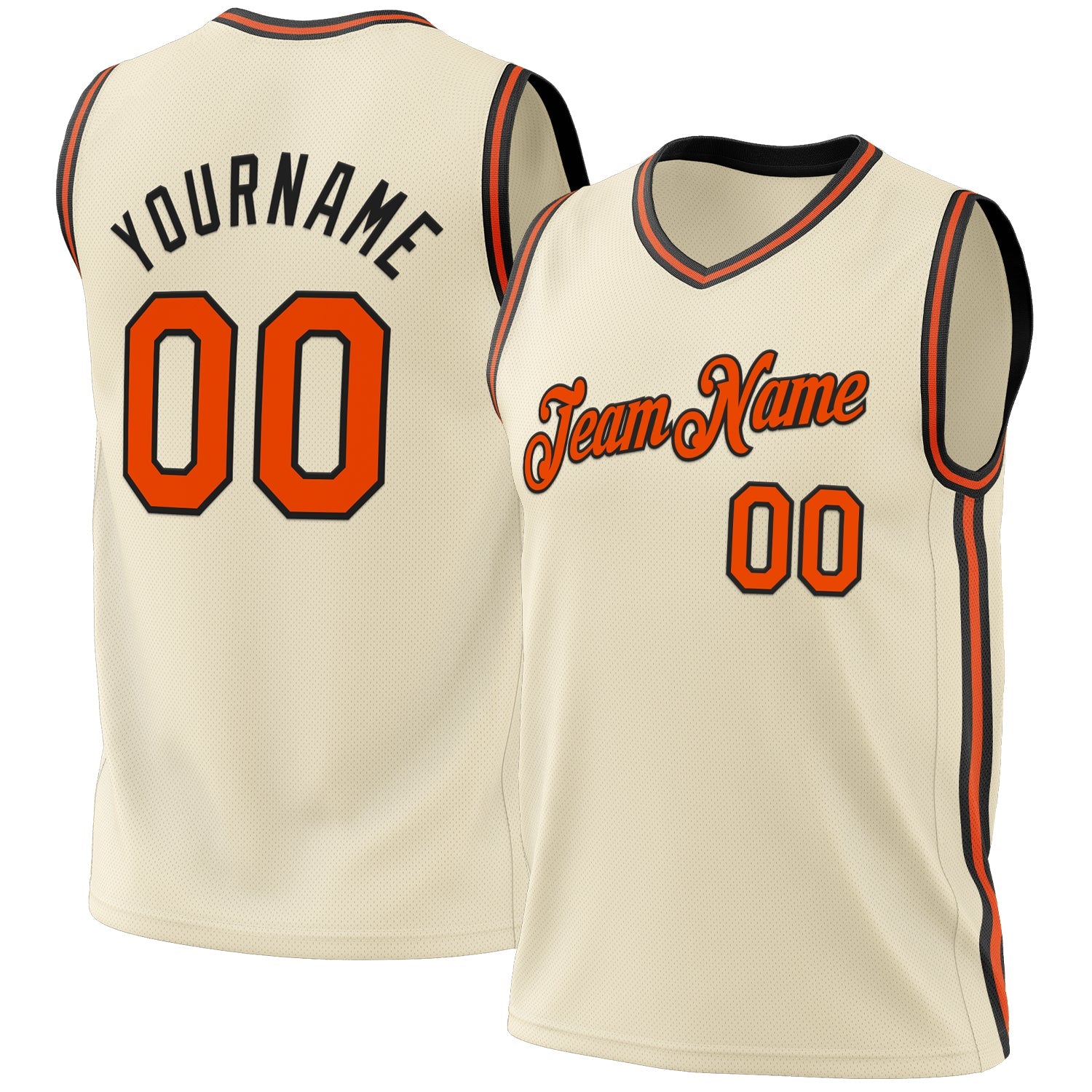 Custom Cream Orange-Black Authentic Throwback Basketball Jersey - Sky-Custom