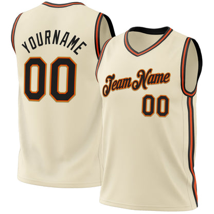 Custom Cream Black Orange-Old Gold Authentic Throwback Basketball Jersey - Sky-Custom