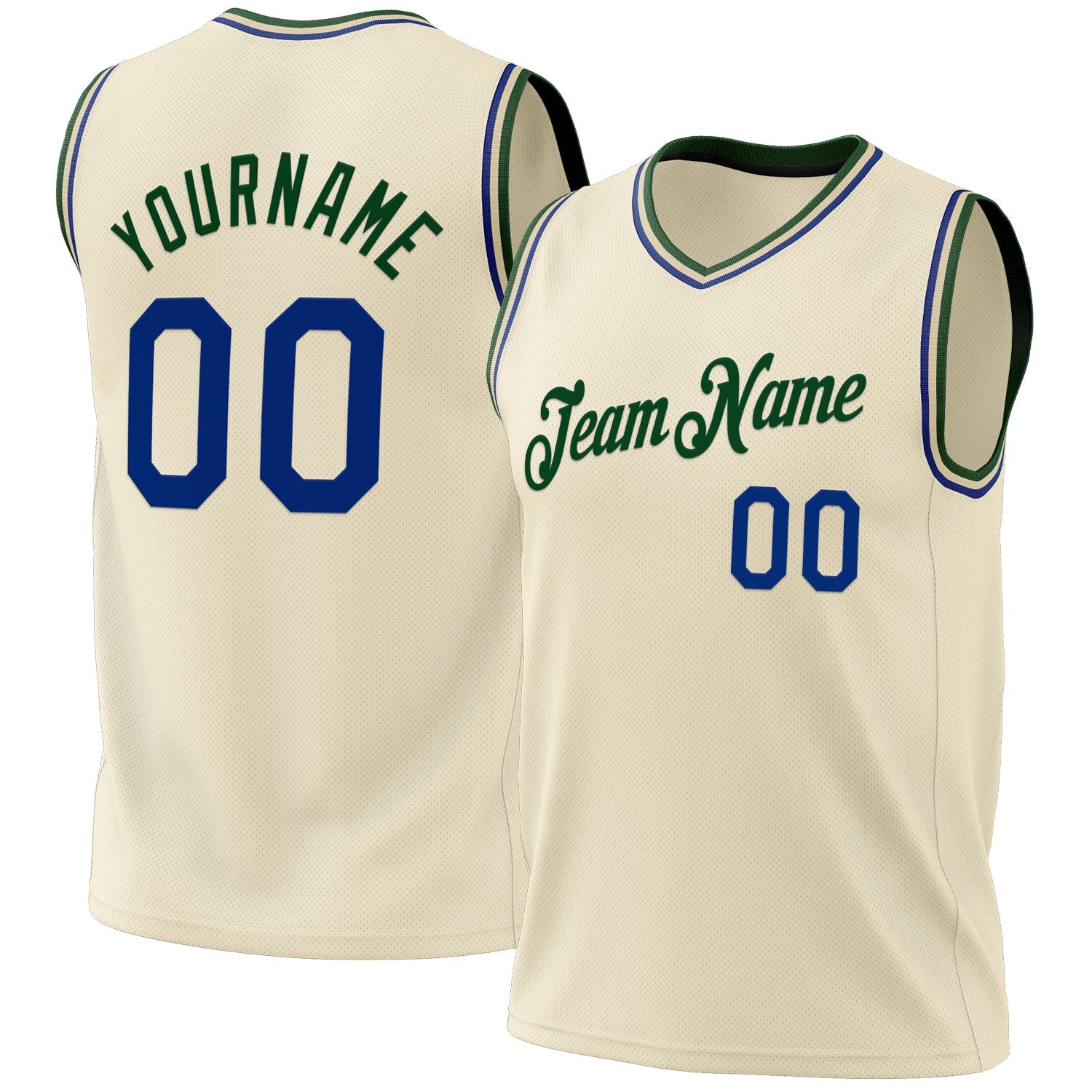 Custom Cream Royal-Green Authentic Throwback Basketball Jersey - Sky-Custom