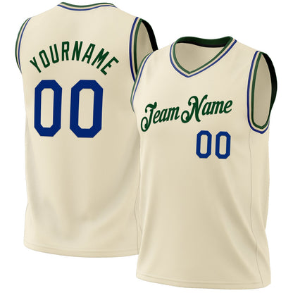 Custom Cream Royal-Green Authentic Throwback Basketball Jersey - Sky-Custom