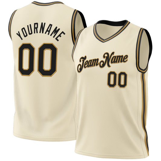 Custom Cream Black-Old Gold Authentic Throwback Basketball Jersey - Sky-Custom