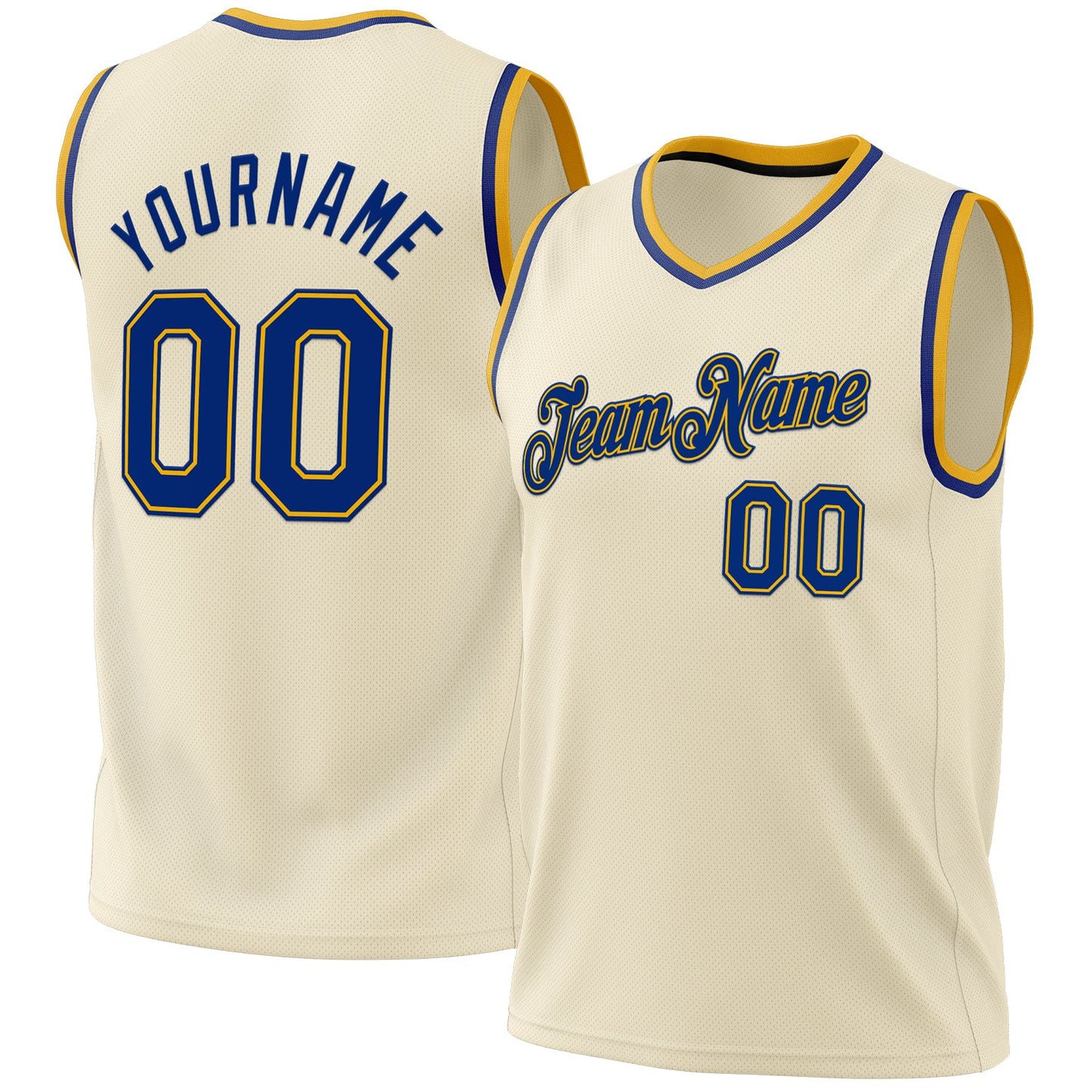 Custom Cream Royal-Gold Authentic Throwback Basketball Jersey - Sky-Custom
