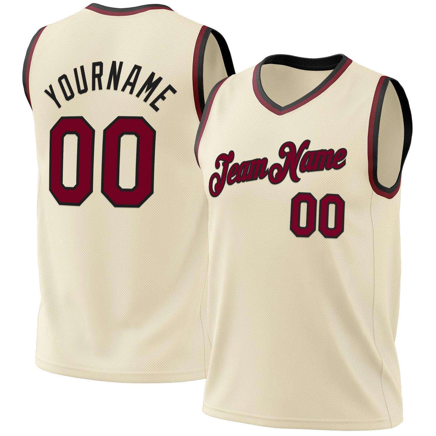 Custom Cream Maroon-Black Authentic Throwback Basketball Jersey - Sky-Custom