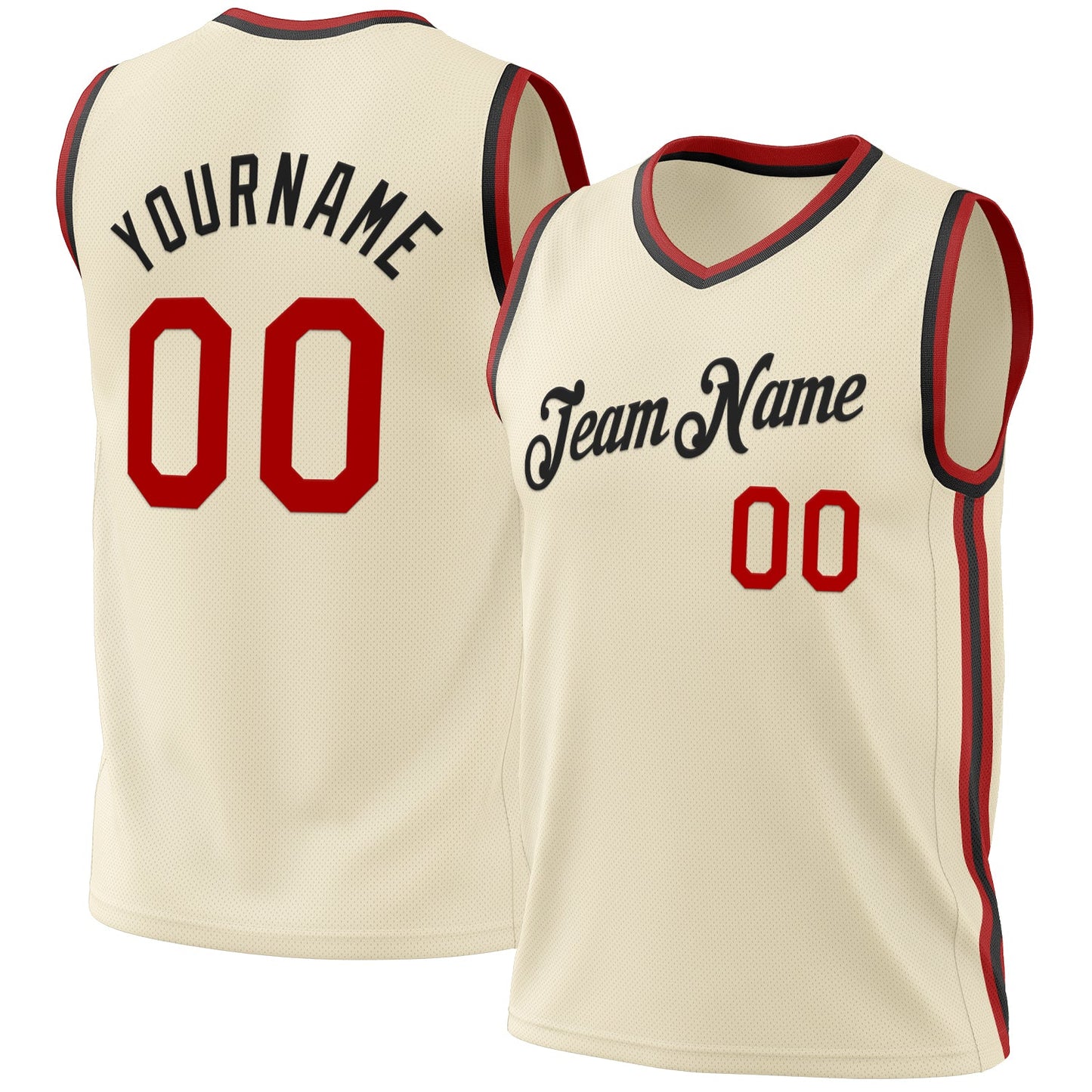 Custom Cream Red-Black Authentic Throwback Basketball Jersey - Sky-Custom