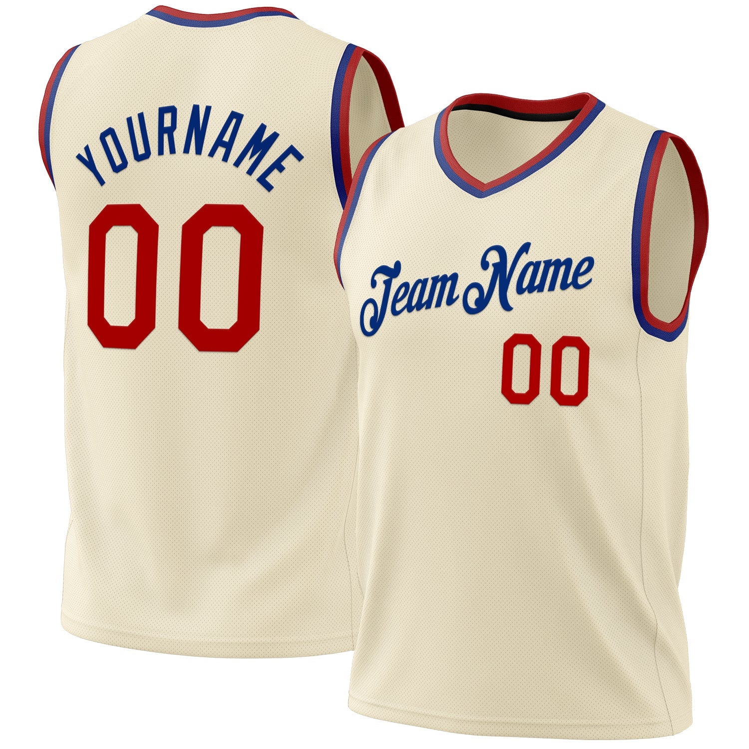 Custom Cream Red-Royal Authentic Throwback Basketball Jersey - Sky-Custom