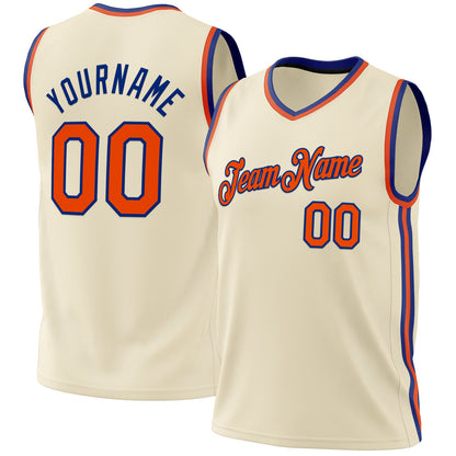 Custom Cream Orange-Royal Authentic Throwback Basketball Jersey - Sky-Custom