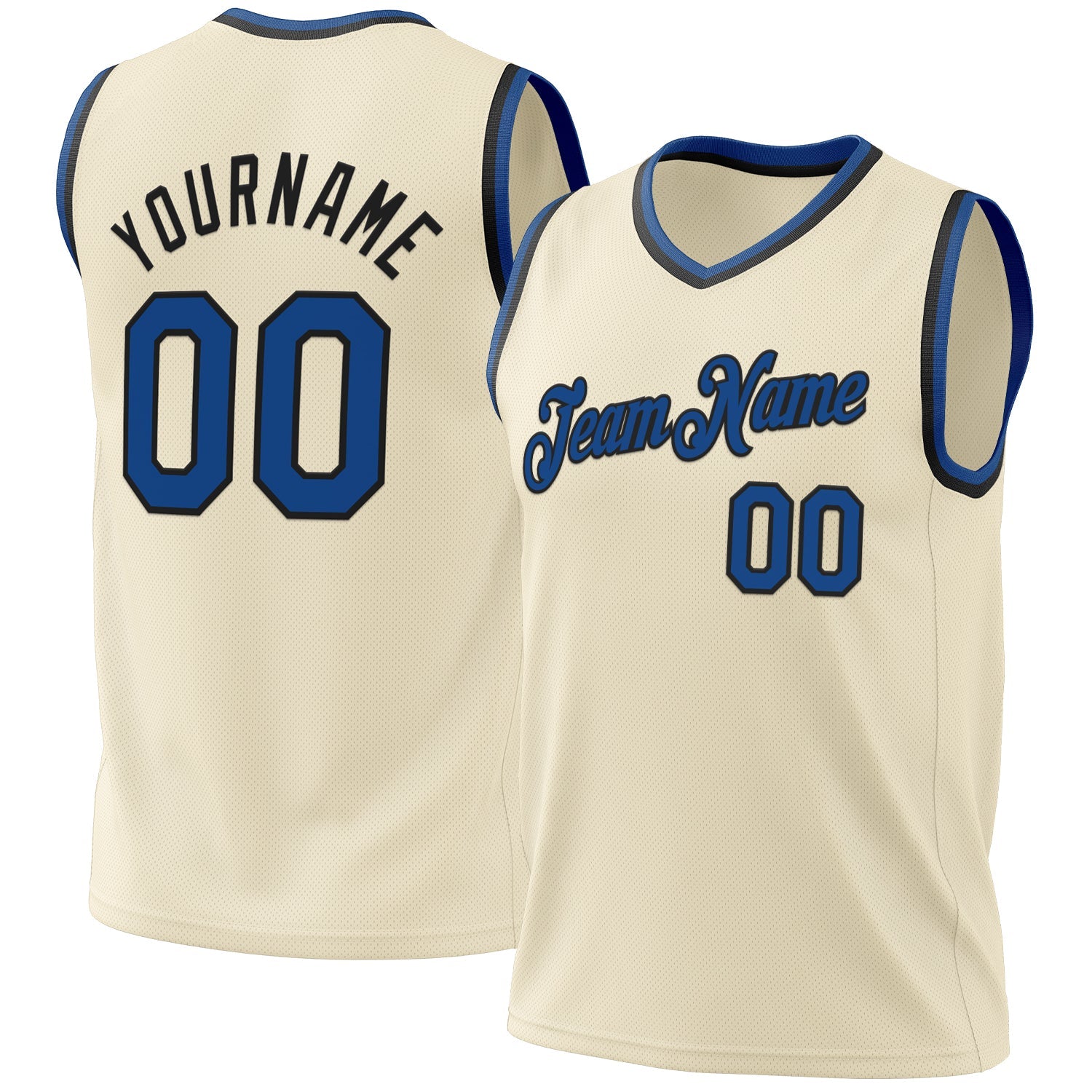 Custom Cream Blue-Black Authentic Throwback Basketball Jersey - Sky-Custom