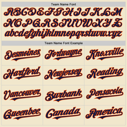 Custom Cream Navy-Orange Mesh Authentic Throwback Baseball Jersey - Sky-Custom