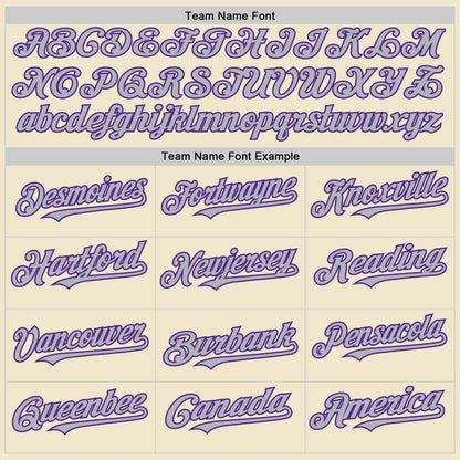 Custom Cream Purple-Gray Mesh Authentic Throwback Baseball Jersey - Sky-Custom