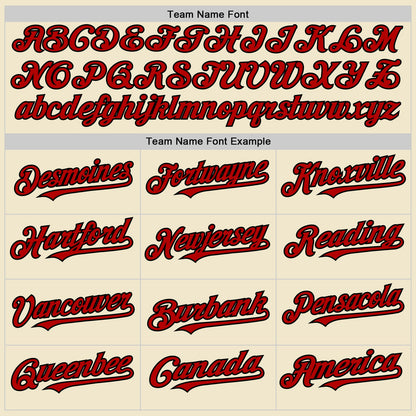 Custom Cream Red-Black Mesh Authentic Throwback Baseball Jersey - Sky-Custom