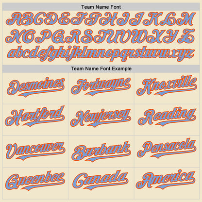 Custom Cream Powder Blue-Orange Mesh Authentic Throwback Baseball Jersey - Sky-Custom
