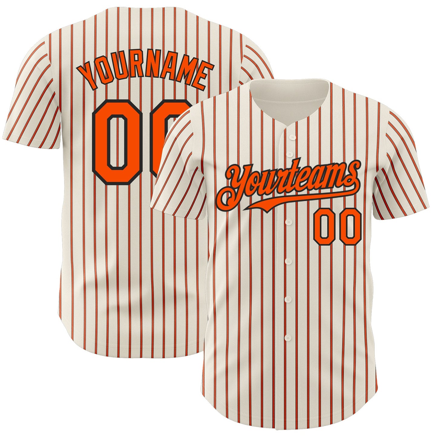 Custom Cream (Black Orange Pinstripe) Orange-Black Authentic Baseball Jersey - Sky-Custom