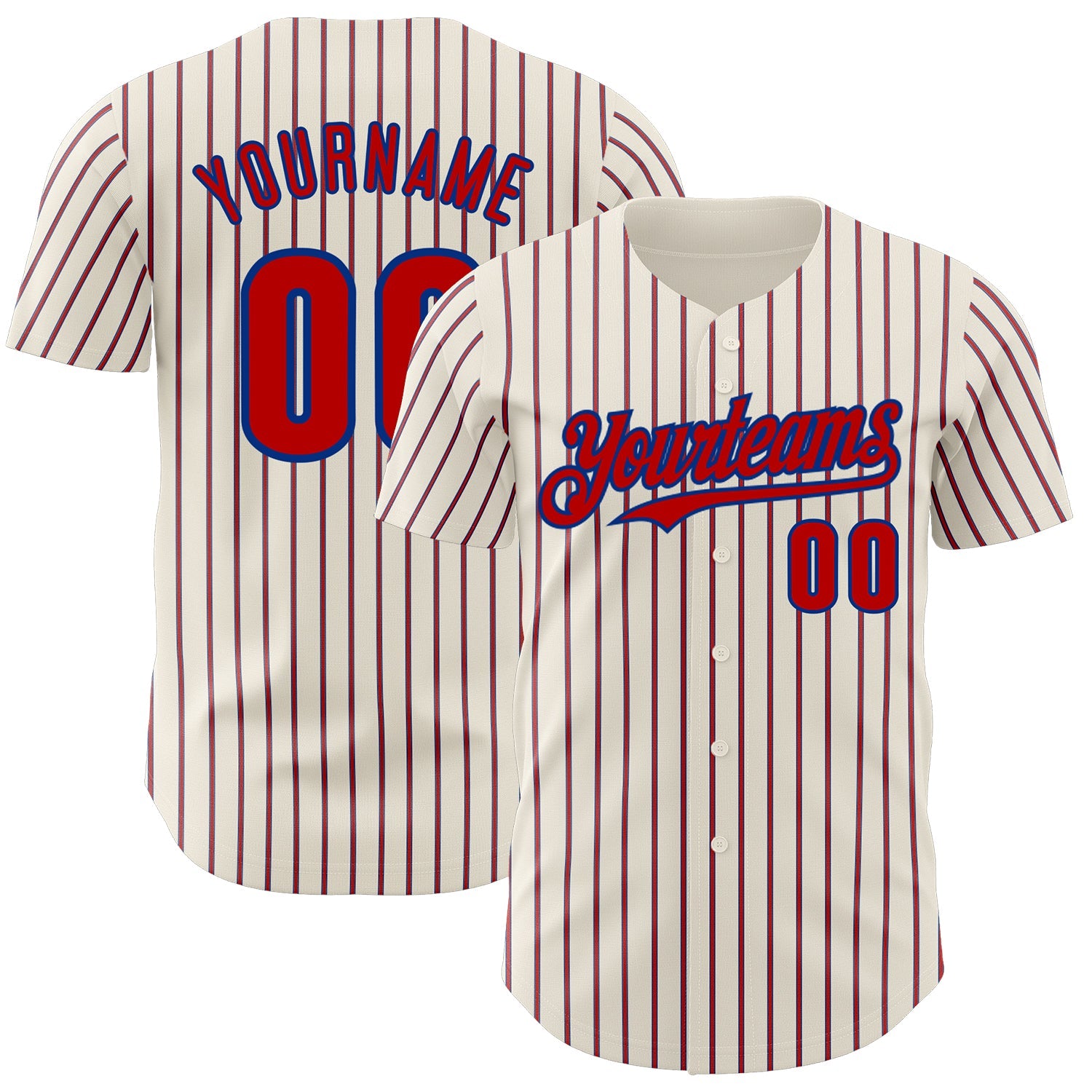 Custom Cream (Royal Red Pinstripe) Red-Royal Authentic Baseball Jersey - Sky-Custom